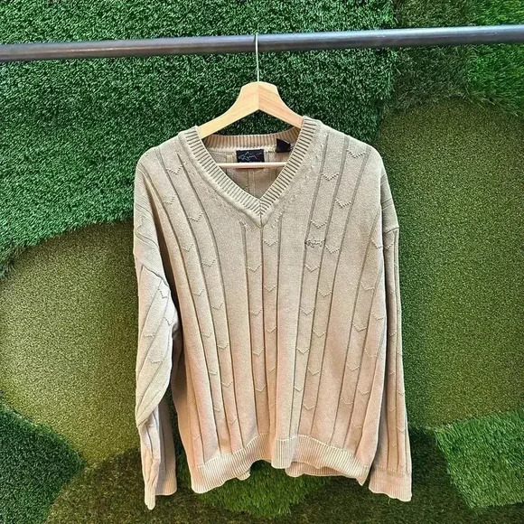 Vintage Greg Norman Textured V-Neck Sweater Size  XL - Picture 1 of 5
